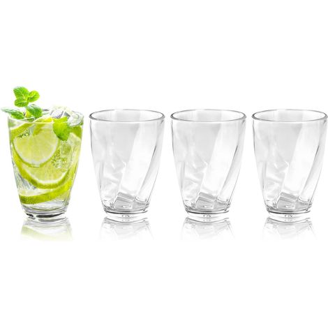 Set Mit 4 Unzerbrechlichen, Wiederverwendbaren, Transparenten Kunststoff-wassergläsern Für Zuhause, Picknicks Und Partys, Spülmaschinenfest, Stapelbar, 355 Ml