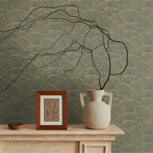 Livingwalls Tapete Uni Gold Grün und Metallfarbe 53 cm x 10,05 m AS-391742