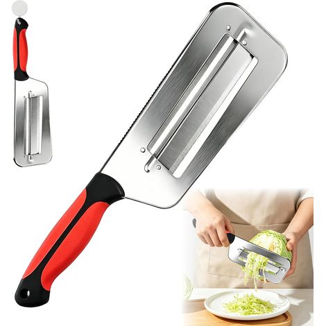 Multifunktionaler Kohlschneider Aus Edelstahl, 32,5 Cm – Doppelklingen-gemüseschneider Für Krautsalat, Karotten, Kartoffeln U. V. M. – Manuelle Gemüsereibe Mit Rutschfestem Griff