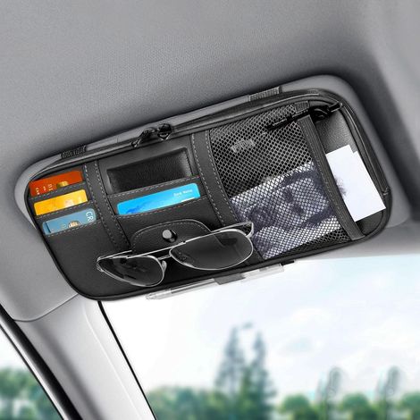 Auto-sonnenblenden-organizer Aus Leder, Autobrillenhalter, Auto-organizer Für Karten, Führerscheine, Stifte Und Dokumente