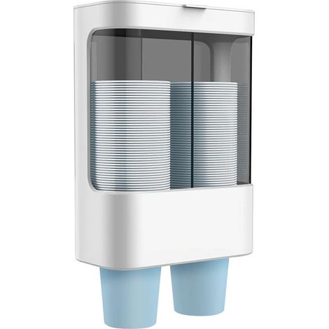 Wasserspender – Becherhalter – Wandmontage – Kleiner Becher – Doppelrohr – Für Kegel- Oder Flache Becher – Weiß