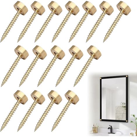 Set Mit 16 Dekorativen Messingschrauben Mit Kappen Für Eine Elegante Oberflächenveredelung – 12-mm-spiegelschrauben Mit Schutzkappen – Selbstschneidende Schrauben Für Möbel, Schränke Und Türen