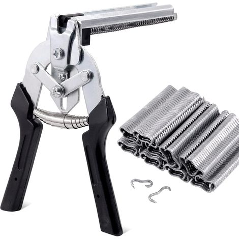 Set Mit 601 M-förmigen Schweinering-clips, Einer Wandteppich-montageanleitung, Handwerkzeugen Mit 600 Verzinkten Stahl-m-clips Zur Zaunbefestigung