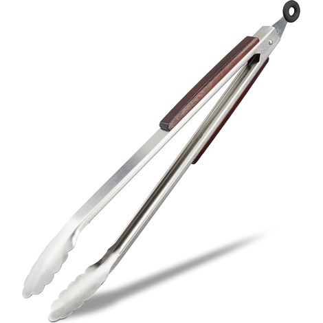 10022815 Grillzange Aus Edelstahl Zum Grillen Von Würstchen Und Salaten, 38 Cm, Silber