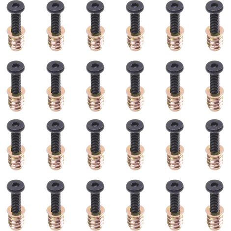 Satz Mit 24 Gewindemuttern Für Möbel, Holzmuttern, 6,3 Bis 20 Mm X 4,8 Cm