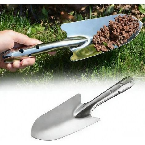 Bodenprobenschaufel Aus Edelstahl, Kleine, Robuste Gartenschaufel Aus Metall Mit Ergonomischem Griff, Gartenschaufel Zum Pflanzen, Umpflanzen, Jäten Und Graben (27 Cm)