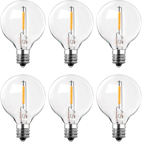 Stück E12 Lichterketten Für Den Außenbereich, G40 Led-lampe 1w (entspricht 10w), 2200k Warmweiß, 100lm, Ac220-240v, Ip44 Wasserdichte Klarglasbirne Für Hochzeits-, Garten- Und Partydekoration [energie