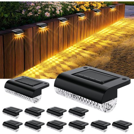 Set Mit 12 Wasserdichten Solarleuchten Für Zäune, Gartenbeleuchtung (3000 K), Geeignet Für Treppen, Stufen, Dachrinnen, Hof, Terrasse, Einfahrt Und Als Stimmungsvolle Wandbeleuchtung [energieklasse F]