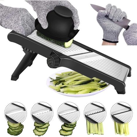 Multifunktionaler Gemüseschneider – Professionelle, Verstellbare Edelstahl-mandoline Mit Handschutz, Schneidet Dicke Scheiben Von 1 Bis 9 Mm, Manueller Gemüseschneider