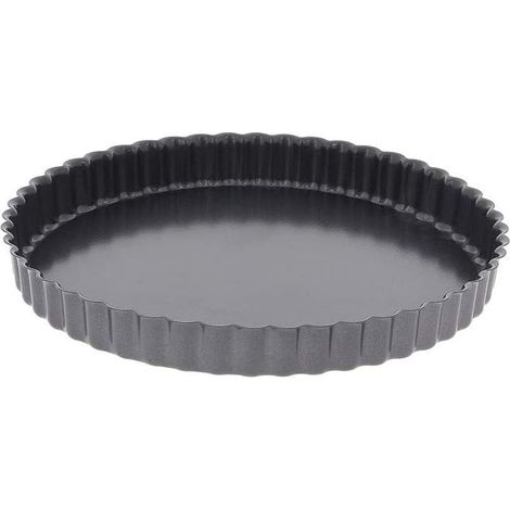 Runde, Geriffelte Tarteform Aus Antihaftbeschichtetem Stahl – Durchmesser 24 Cm –, Schwarz