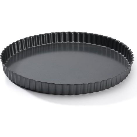 Runde, Geriffelte Tarteform Aus Antihaftbeschichtetem Stahl – Durchmesser 32 Cm –, Schwarz