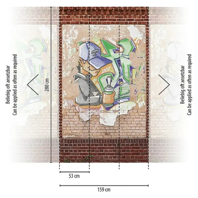 Bricoflor Graffiti Tapete Mit Mauer Motiv Ideal Für Jugendzimmer Und Kinderzimmer Urbane Fototapete In Steinoptik Bunt
