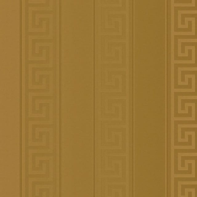 Bricoflor Vliestapete in Gold mit Metallic Effekt Neobarock Tapete mit Mäander Design Gestreifte Tapete im Griechischen Stil für Wohnzimmer