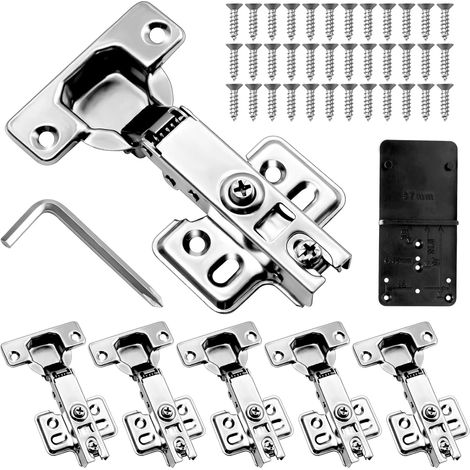 6 Stück 35-mm-schranktürscharniere, 110°-küchentürscharniere Mit 36 Schrauben Und Lochfinder Für Schränke, Ankleidezimmer Und Moderne Küchen