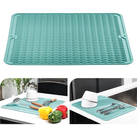 40 X 45 Cm Große Silikon-spülbecken-abtropfmatte – Hitzebeständig, Rutschfest – Abtropfmatte Für Spülbecken, Tischset (hellblau)