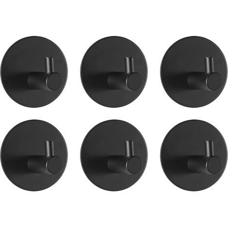 6-teiliges Set Schwarzer Klebehaken Für Die Wand, Badezimmerhaken Ohne Bohren, Handtuchhalter Aus Edelstahl Für Küche Und Schlafzimmer