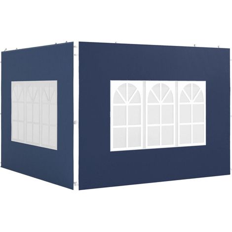 Set Mit 2 Seitenwänden Für 3x3- Und 3x6-pavillons, Wasserdicht, Mit Fenstern, Blau