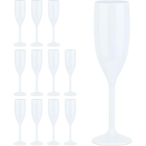 Champagnergläser, 12er-set, Bruchsicher, Bpa-frei, Wiederverwendbar, Sektgläser, Hochzeit, Camping, Weiß