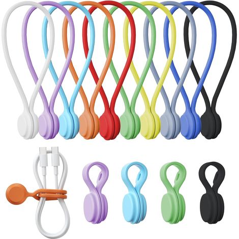 Magnetischer Kabelorganizer Aus Silikon, Zwei Größen (7,5 Cm Und 19,5 Cm), Wiederverwendbar Für Zuhause Und Büro, 8-teiliges Set: 4 X 7,5 Cm + 4 X 19,5 Cm