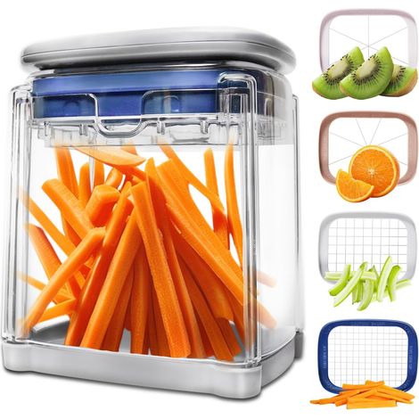 4-in-1 Manueller Pommes-frites-schneider, Schneller Multifunktionaler Gemüseschneider Mit 4 Edelstahlklingen, Für Kartoffeln, Karotten Und Äpfel