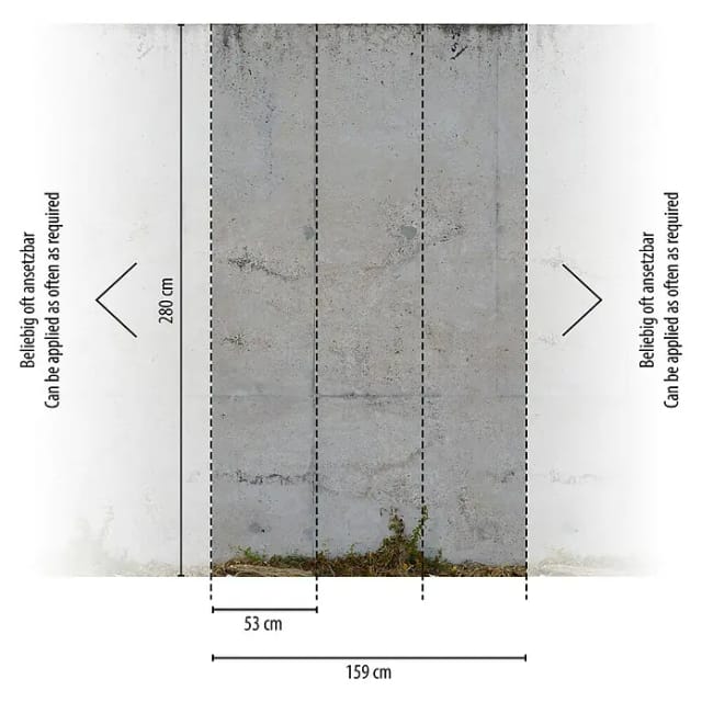 Livingwalls Fototapete Beton-Optik Grau Beige und Grün 159 x 280 cm AS-392541