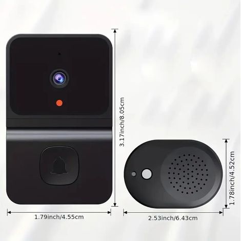 1 Intelligente Wlan-türklingel Mit Integriertem Akku – Kabellose Sicherheitskamera Mit Zwei-wege-audio, Unterstützt 2,4-ghz-wlan Für Mehr Sicherheit Zu Hause, Elegantes Schwarzes Design