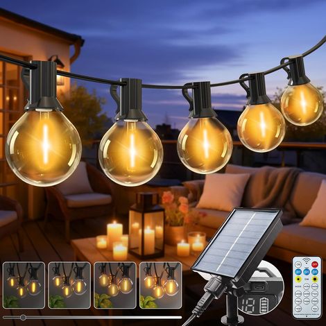 Dimmbare Solar-lichterkette Für Den Außenbereich, 8 Modi, 10 M Lange Solar-lichterkette Für Den Außenbereich, Ip65 Wasserdichte Festtagsbeleuchtung Für Garten, Terrasse, Hof, Pergola, Party [energiekl
