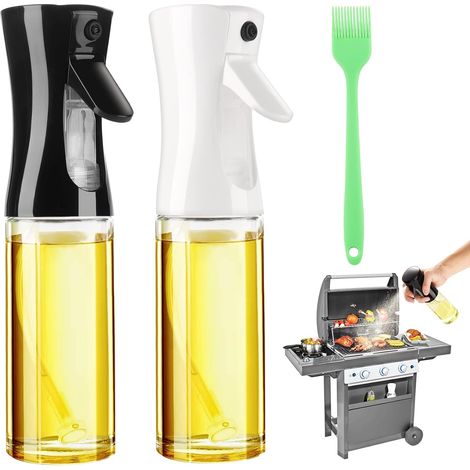 2-teiliger 470-ml-sprühbehälter Für Dunkles Öl, Anti-licht-kochspray, 2-in-1-flasche In Lebensmittelqualität, Grüne Glasflasche Für Die Küche (schwarz Und Grün)