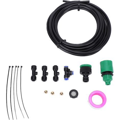 Nebelset Mit Ventilator, Wasserdichter Pe-nebelschlauch, Wassersprüher Mit 3 Messingdüsen Für Die Kühlung Von Terrasse Und Garten, 6 M / 19,7 Ft