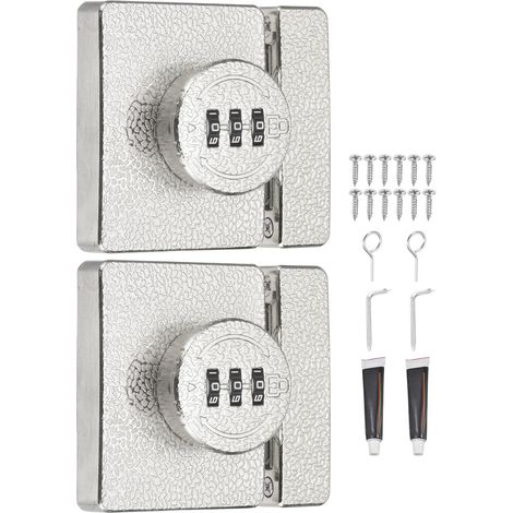 Set Mit 2 Kombinations-schiebetürschlössern Mit Zahlencode, 3-stelliges Mechanisches Schloss Für Schiebetüren, Türen, Schränke Und Regale, Silberfarben
