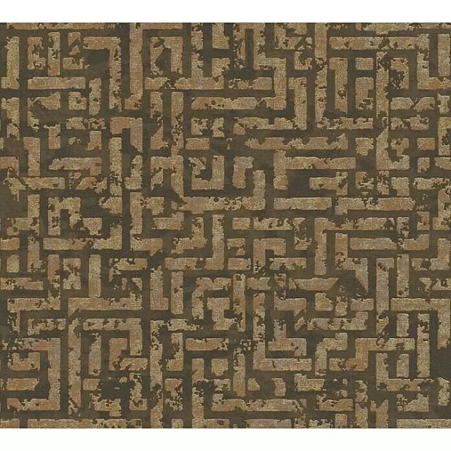 Bricoflor Japanische Tapete in Braun Gold Labyrinth Vliestapete Asiatisch Ideal für Wohnzimmer und Esszimmer Vlies Mustertapete