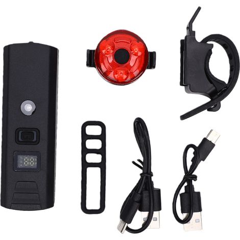 Wasserdichte Led-fahrradlampe, Vorder- Und Rücklicht Für Outdoor-radtouren, Digitalanzeige, Usb-c-ladeanschluss