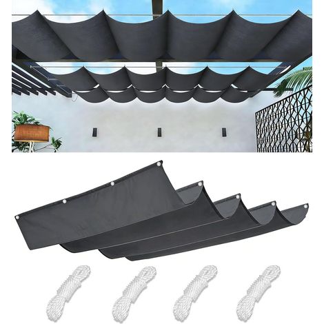 Einziehbare, Wellenförmige Markise Mit Verstellbarem Sonnensegel, Ösen Und Seilen, Sonnenbeständig, Wasserdicht Und Uv-beständig, Geeignet Für Pergolen, Abmessungen: 0,9 X 4 Meter, Schwarz.