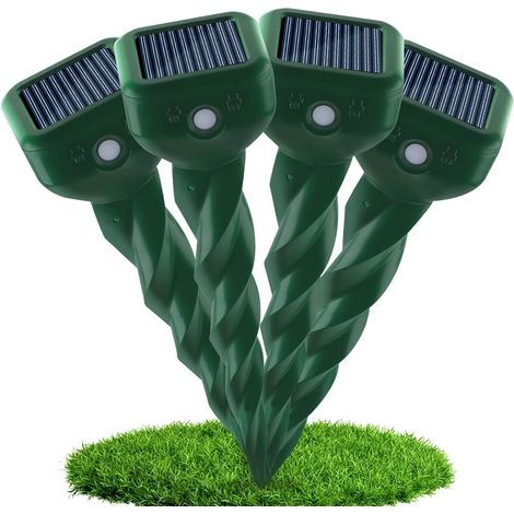 Set Mit 4 Solarbetriebenen Maulwurfsabwehrgeräten – Ip65 Wasserdicht Gegen Maulwürfe, Wühlmäuse, Schlangen Und Murmeltiere – Schutz Für Gärten, Rasenflächen Und Höfe