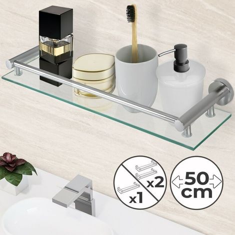 50 X 15 Cm Wandregal Aus Glas Und Aluminium Fürs Badezimmer