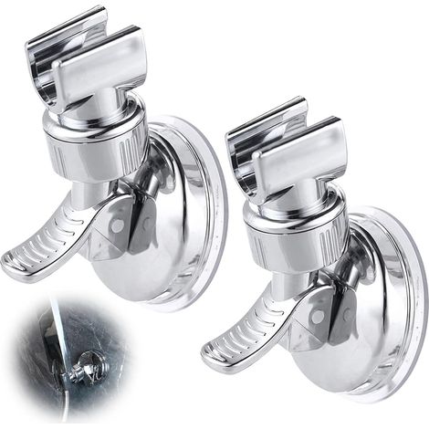 Set Mit 2 Duschkopfhalterungen Mit Saugnapf, Die Ohne Bohren Befestigt Werden Können, Verstellbar, Rutschfest, Abnehmbar, Universell Einsetzbar, Aus Abs-kunststoff (silber)