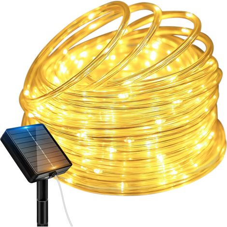 10 M Lange Solar-lichterkette Mit 100 Leds Für Den Garten, Ip65 Wasserdicht, 8 Modi, Warmweiß, Für Balkon, Terrasse, Weihnachten Und Gartendekoration [schutzklasse E]