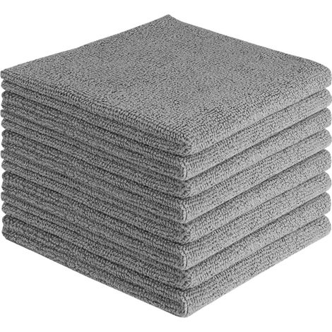 Set Mit 8 Wiederverwendbaren, Fusselfreien Und Waschbaren Mikrofasertüchern Für Haushalt, Küche, Auto, Motorrad Und Fenster, 30 X 30 Cm, Grau