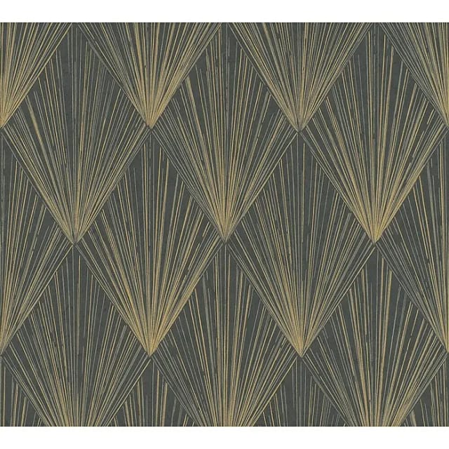 Bricoflor Art Deco Tapete Schwarz Gold Elegante Vliestapete mit Muster Der 20er Jahre Edle Vlies Mustertapete mit Vinyl für Wohnzimmer und Esszimmer