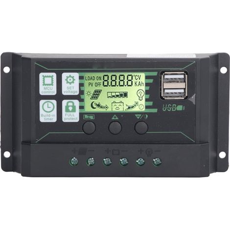 Pwm 100a Solar-laderegler 12v 24v Auto, 100a Pwm Solar-laderegler Mit Temperaturfühler, Lcd-bildschirm, 2 Usb-anschlüssen, Für Alle 12v 24v Blei- Und Lithiumbatterien