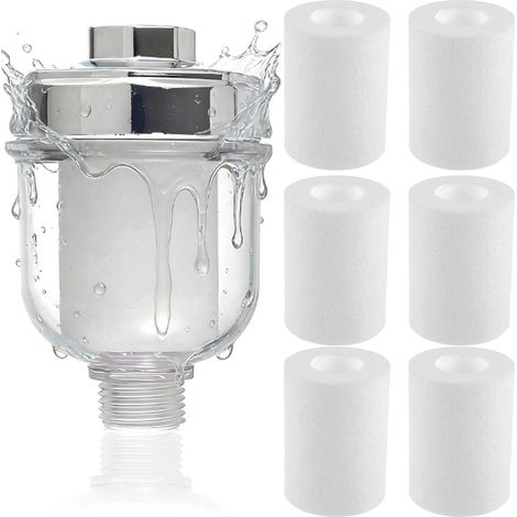 Duschfilter Mit 6 Austauschbaren Filterelementen, Integrierter Kalkfilter Für Die Dusche, Effektiv Zur Filterung Von Verunreinigungen Aus Dem Wasser, Kalkfilter Für Wasserhähne Oder Dusche.