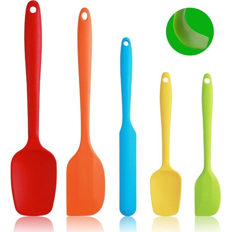 Silikonspatel, Küchenspatel-set Mit 5 Teilen, Flexibler, Hitzebeständiger Spatel Mit Edelstahlkern, Zum Kochen Und Backen (mehrfarbig)