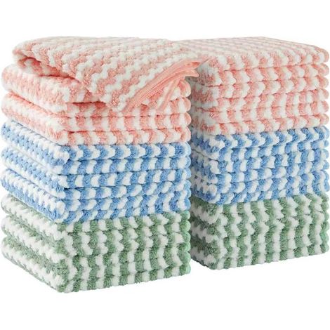 Mikrofaser-reinigungstuch, Saugfähiges Mikrofaserhandtuch Und Küchentuch, Fusselfrei, Wiederverwendbar Und Waschbar, 18-teiliges Set, Größe 18,5 × 28,5 Cm