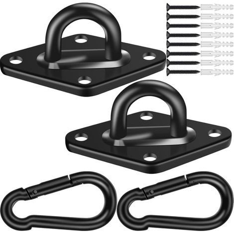 2-teilige M10-haken Aus Edelstahl 304 Für Hängematten Und Verandaschaukeln, Hängemattenhalterung Und -befestigung, Tragkraft 771 Kg – Schwarz