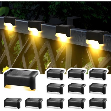 Set Mit 12 Solar-außenleuchten, Wasserdichte Led-leuchten Für Treppen, Stufen, Zäune, Gärten, Terrassen, Dachrinnen, Einfahrten, Dekoration (schwarz, Warmweiß) [energieklasse