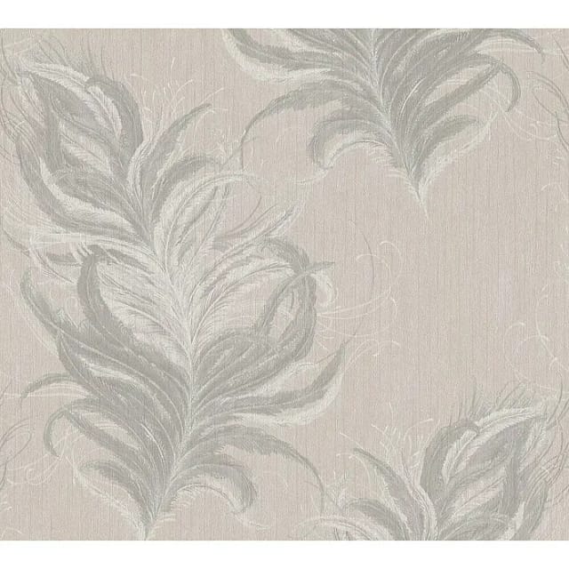 Bricoflor Burlesque Tapete Hellgrau Elegante Vliestapete mit Federn Ideal für Schlaf und Esszimmer Vlies Mustertapete mit Feder Design in Silber Grau