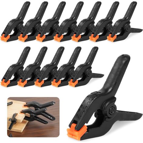 Set Mit 12 Federklemmen, 9 Cm, Schwarze Mehrzweckklemmen Mit Beweglichen Backen, Robust Für Holzbearbeitung, Fotografie, Hintergründe, Garten, Terrasse, Bastelarbeiten