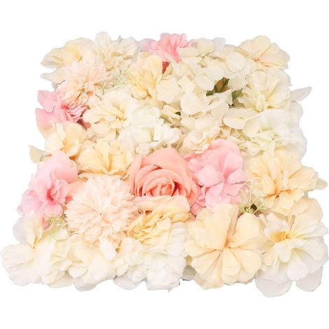 Wandpaneele Aus Künstlichen Seidenblumen, 15x15 Zoll Große Rosenwanddekoration Mit Gitterträger Für Hochzeitsfeiern, Bühnenhintergründe, Balkone, Gärten (gelb Und