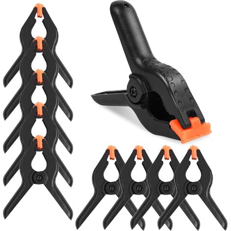 Set Mit 9 Federklemmen, 11,7 Cm, Schwarz, Vielseitige Klemmverbindung Mit Beweglichen Backen, Robust Für Holzbearbeitung, Fotografie, Hintergründe, Garten, Terrasse, Bastelarbeiten