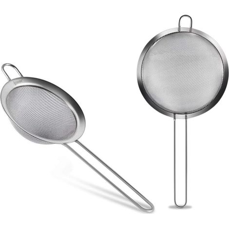 Set Mit 2 Edelstahlsieben, 8 Cm Durchmesser – Feinmaschiges Edelstahlsieb – Mehlfilter, Silber